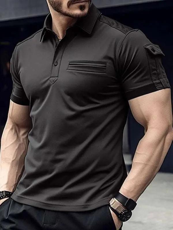 Elevate Your Style: Men's Muscle Fit Sports Polo Shirt with Pocket Design - MENLL