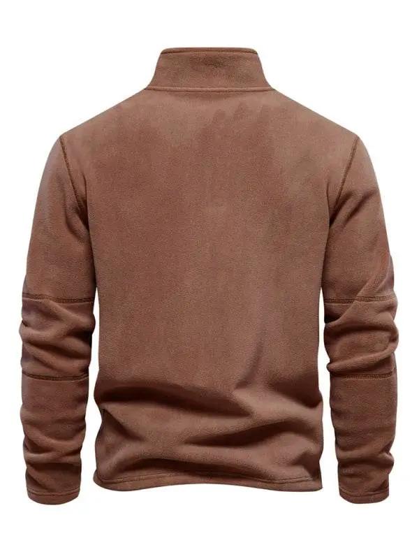 Men's Cozy Polar Fleece Half-Zip Sweatshirt with Stand Collar - Perfect for Autumn-Winter Style - MENLL