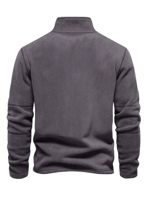 Men's Cozy Polar Fleece Half-Zip Sweatshirt with Stand Collar - Perfect for Autumn-Winter Style - MENLL