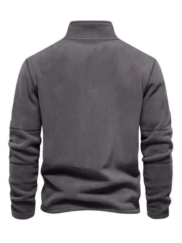 Men's Cozy Polar Fleece Half-Zip Sweatshirt with Stand Collar - Perfect for Autumn-Winter Style - MENLL