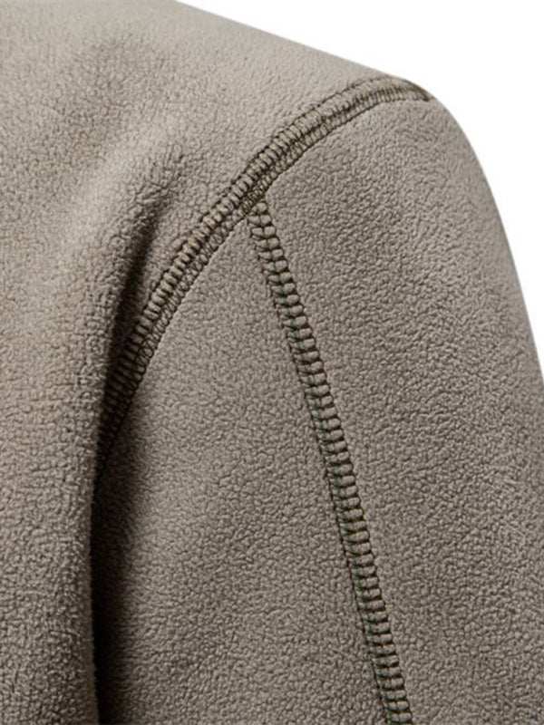 Men's Cozy Polar Fleece Half-Zip Sweatshirt with Stand Collar - Perfect for Autumn-Winter Style - MENLL