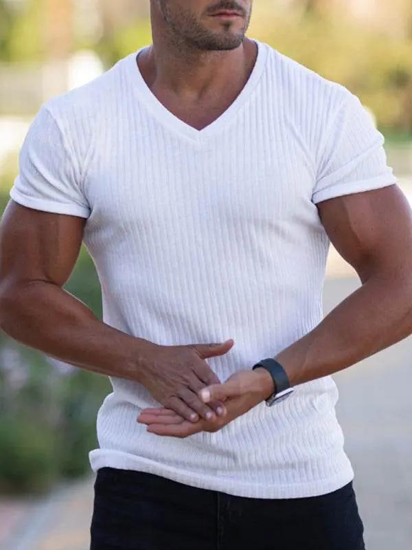 Elevate Your Workout: Slim Fit V-Neck Breathable Sports Tee for Summer Adventures - MENLL