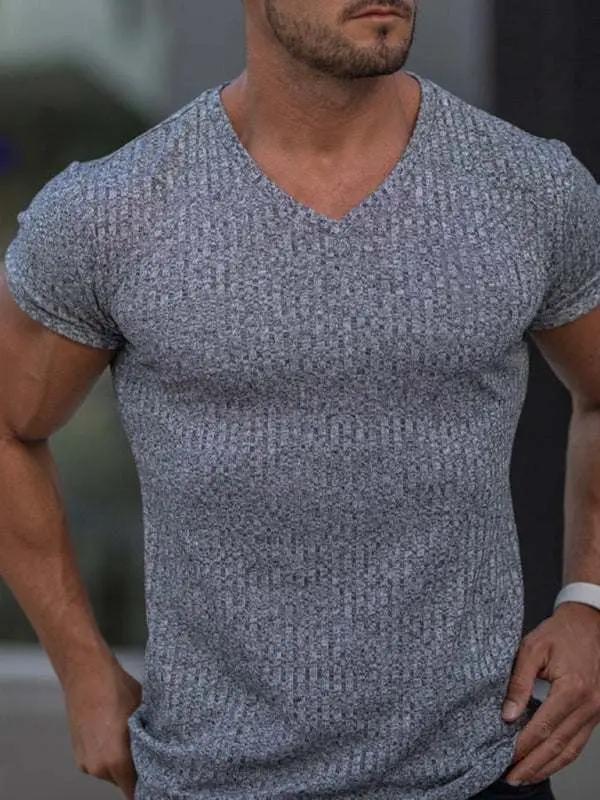 Elevate Your Workout: Slim Fit V-Neck Breathable Sports Tee for Summer Adventures - MENLL