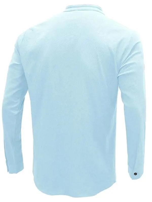 Chic Men's Woven Cotton-Linen Long Sleeve Shirt for Effortless Spring-Summer Style - MENLL