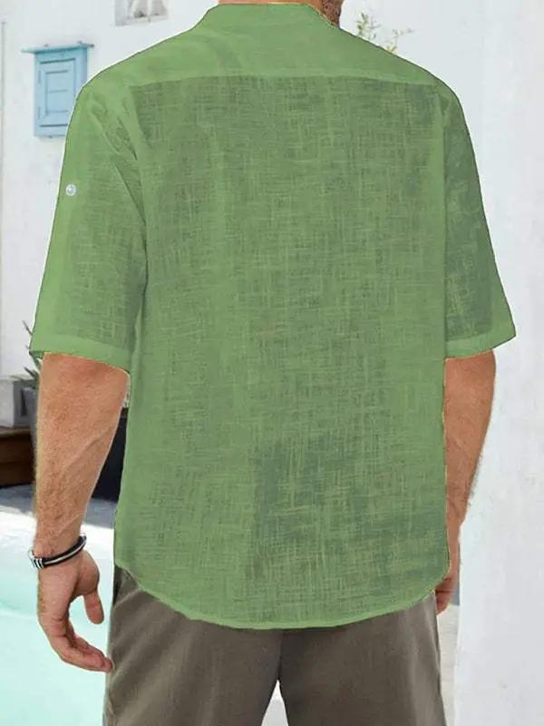 Stylish Spring-Summer Men's Lightweight Linen Blend Casual Shirt with Long Sleeves - MENLL