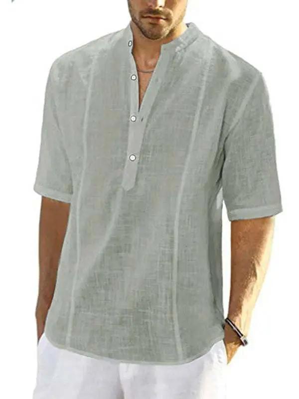 Stylish Spring-Summer Men's Lightweight Linen Blend Casual Shirt with Long Sleeves - MENLL