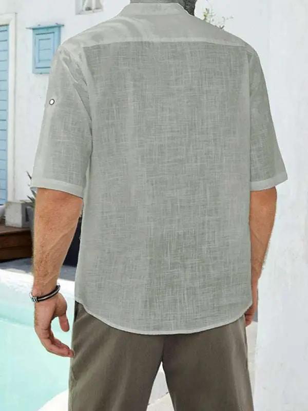 Stylish Spring-Summer Men's Lightweight Linen Blend Casual Shirt with Long Sleeves - MENLL