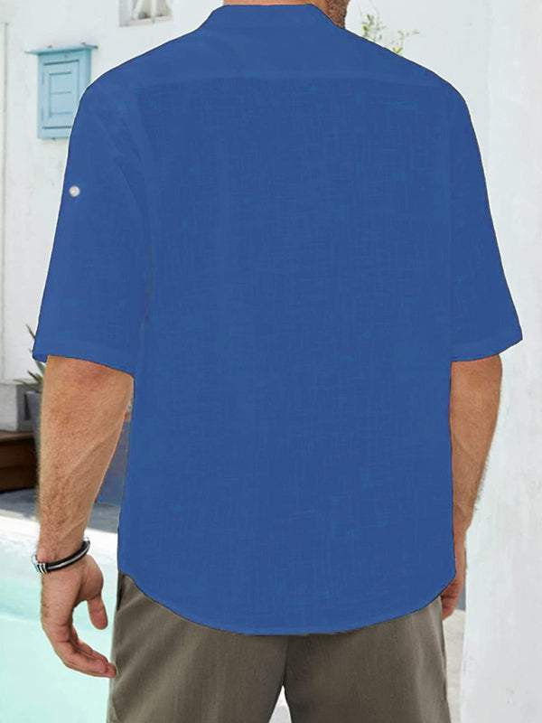 Stylish Spring-Summer Men's Lightweight Linen Blend Casual Shirt with Long Sleeves