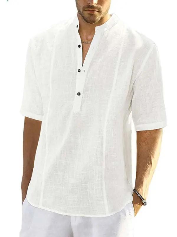 Stylish Spring-Summer Men's Lightweight Linen Blend Casual Shirt with Long Sleeves - MENLL