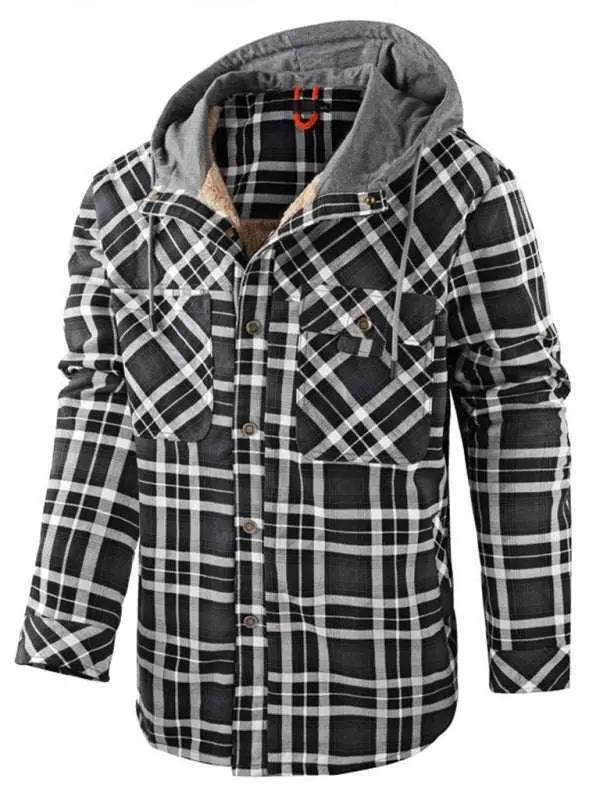 Cozy Plaid Hooded Jacket for Men – Perfect for Spring and Summer Adventures - MENLL
