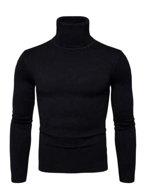 Classic Turtleneck Wool Sweater for Men - Cozy All-Match Knitted Design - MENLL