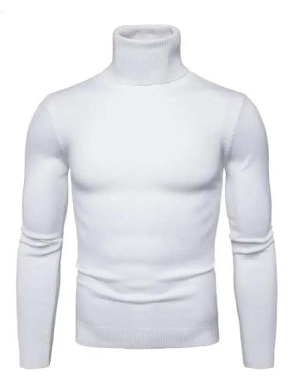 Classic Turtleneck Wool Sweater for Men - Cozy All-Match Knitted Design - MENLL