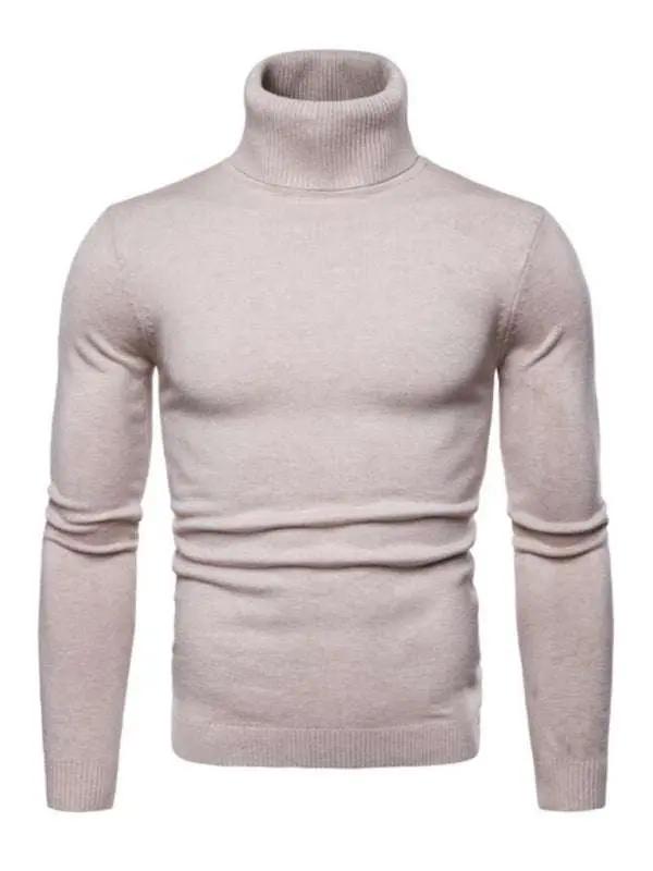 Classic Turtleneck Wool Sweater for Men - Cozy All-Match Knitted Design - MENLL