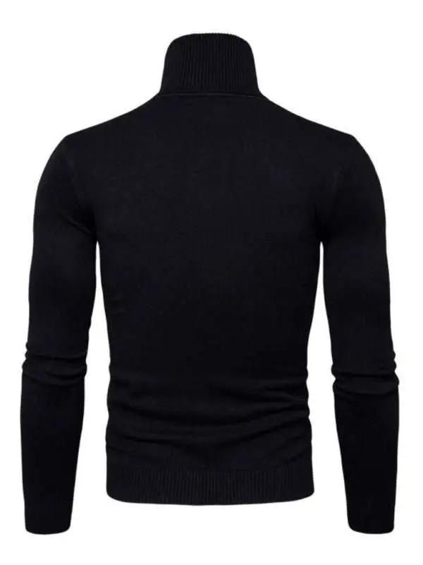 Classic Turtleneck Wool Sweater for Men - Cozy All-Match Knitted Design - MENLL