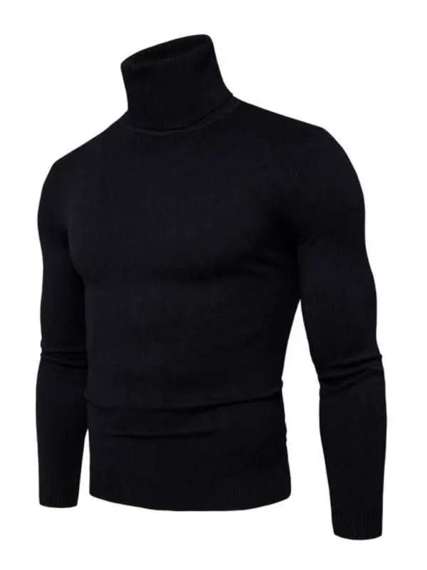 Classic Turtleneck Wool Sweater for Men - Cozy All-Match Knitted Design - MENLL