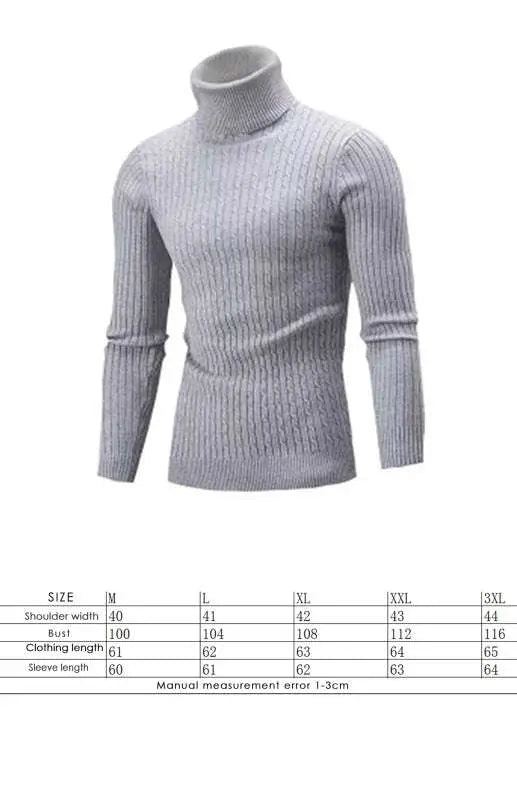 MENLL Slim Fit Turtleneck Beige Knit Men's Pullover: Cozy & Elegant Winter Style by MENLL