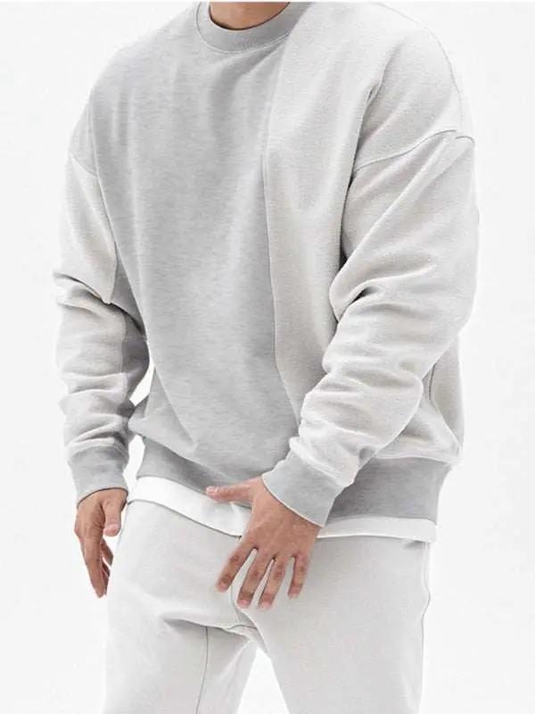 Stylish Men's Color-Block Knit Crew Neck Sweatshirt for Effortless Casual Charm - MENLL
