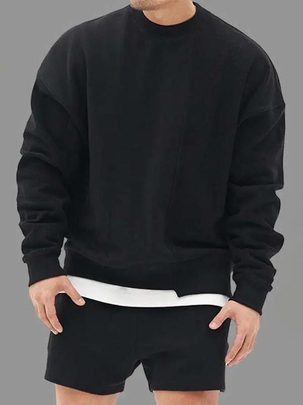 Stylish Men's Color-Block Knit Crew Neck Sweatshirt for Effortless Casual Charm - MENLL