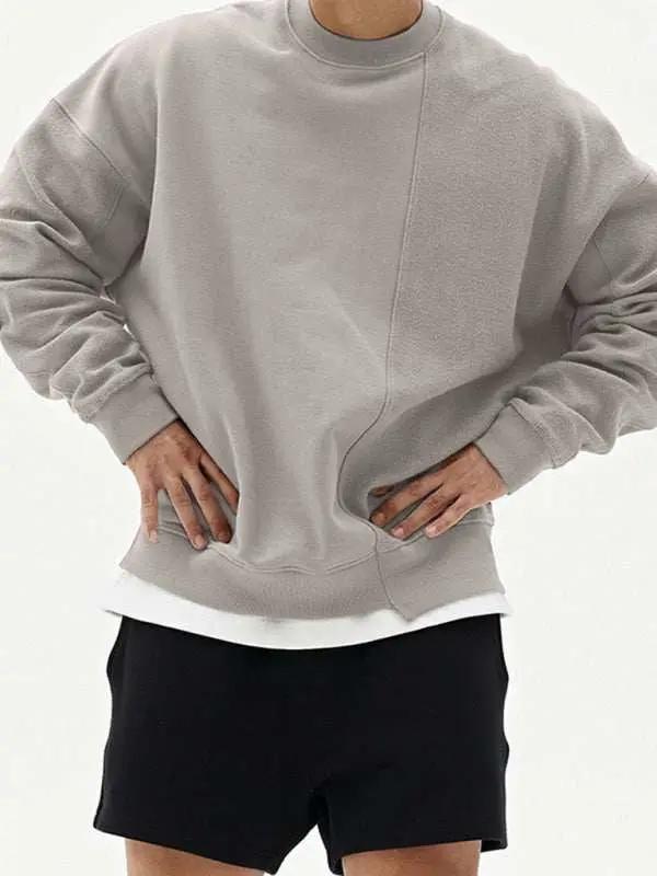 Stylish Men's Color-Block Knit Crew Neck Sweatshirt for Effortless Casual Charm - MENLL