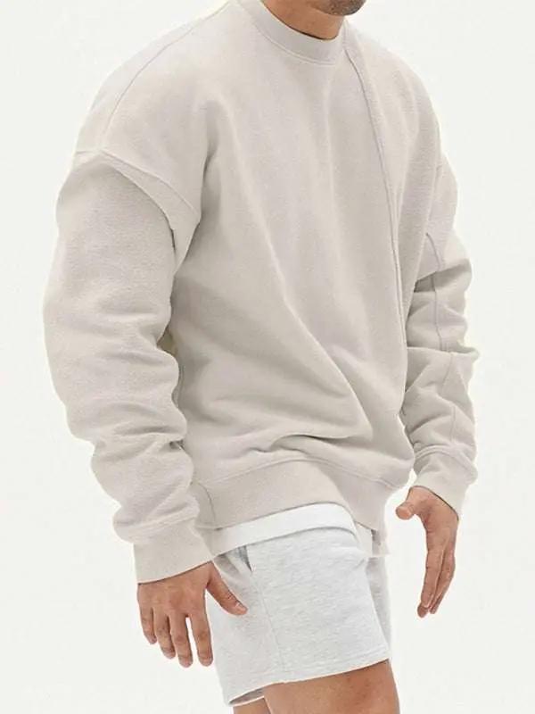 Stylish Men's Color-Block Knit Crew Neck Sweatshirt for Effortless Casual Charm - MENLL