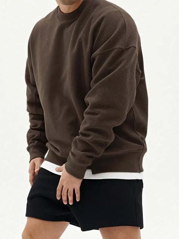 Stylish Men's Color-Block Knit Crew Neck Sweatshirt for Effortless Casual Charm - MENLL
