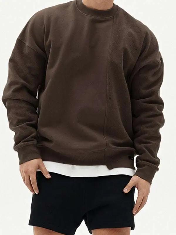 Stylish Men's Color-Block Knit Crew Neck Sweatshirt for Effortless Casual Charm - MENLL