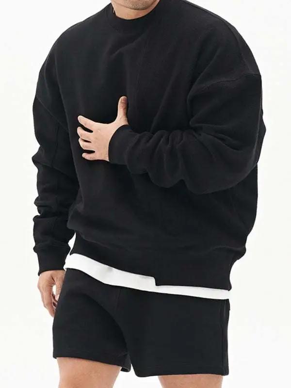Stylish Men's Color-Block Knit Crew Neck Sweatshirt for Effortless Casual Charm - MENLL
