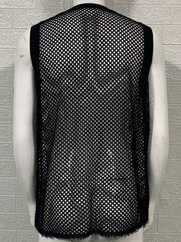 Stylish Men's Hollow Knitted Sleeveless Vest - Perfect for Spring-Summer Casual Wear - MENLL