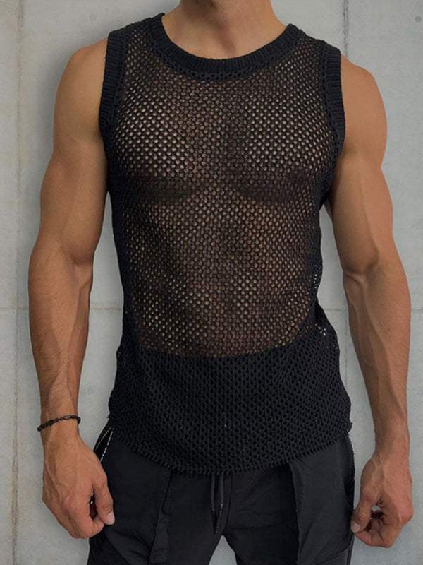 Stylish Men's Hollow Knitted Sleeveless Vest - Perfect for Spring-Summer Casual Wear - MENLL
