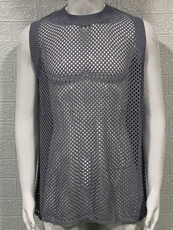 Stylish Men's Hollow Knitted Sleeveless Vest - Perfect for Spring-Summer Casual Wear - MENLL