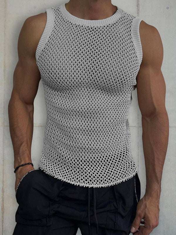 Stylish Men's Hollow Knitted Sleeveless Vest - Perfect for Spring-Summer Casual Wear - MENLL
