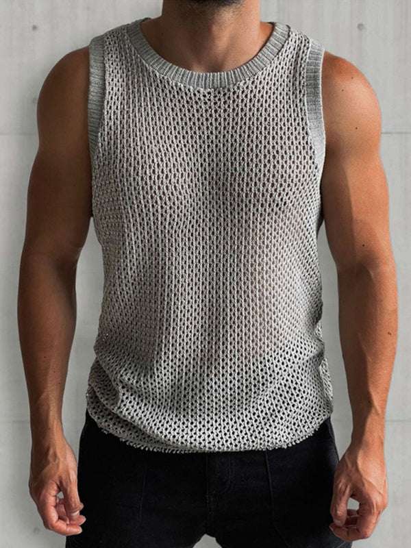 Stylish Men's Hollow Knitted Sleeveless Vest - Perfect for Spring-Summer Casual Wear - MENLL