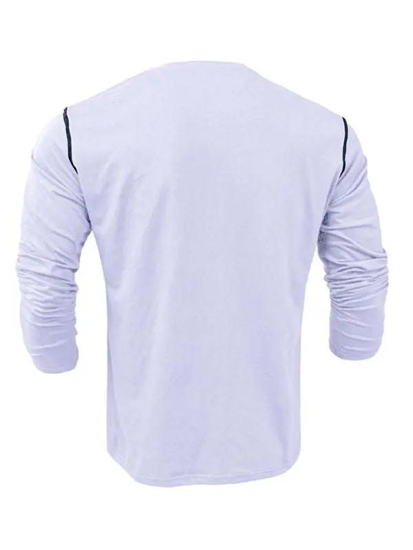 Men's Vibrant Color Block Knit Henley Long Sleeve Tee - MENLL