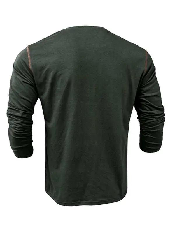 Men's Vibrant Color Block Knit Henley Long Sleeve Tee - MENLL