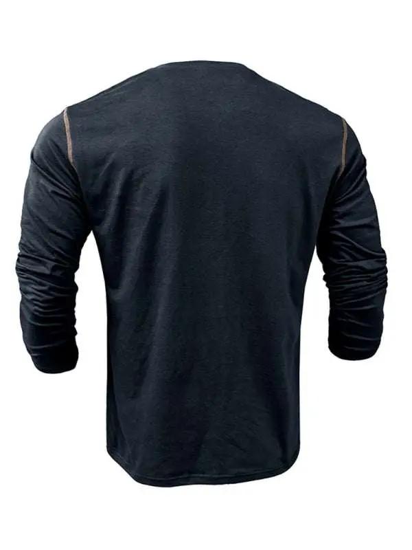 Men's Vibrant Color Block Knit Henley Long Sleeve Tee - MENLL