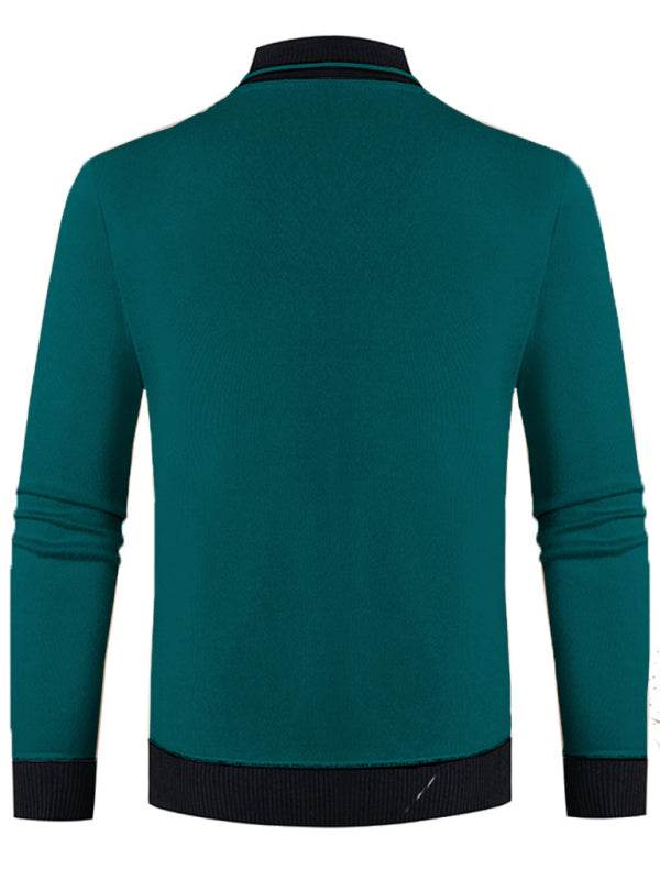 Sleek Velvet-Enhanced Men's Half Turtleneck Slim-Fit Sweater for Autumn-Winter