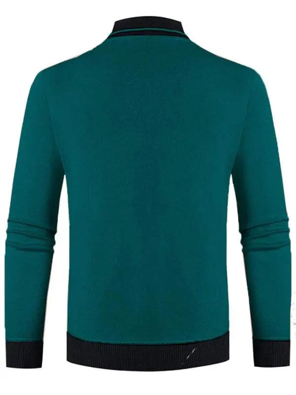 Sleek Velvet-Enhanced Men's Half Turtleneck Slim-Fit Sweater for Autumn-Winter - MENLL