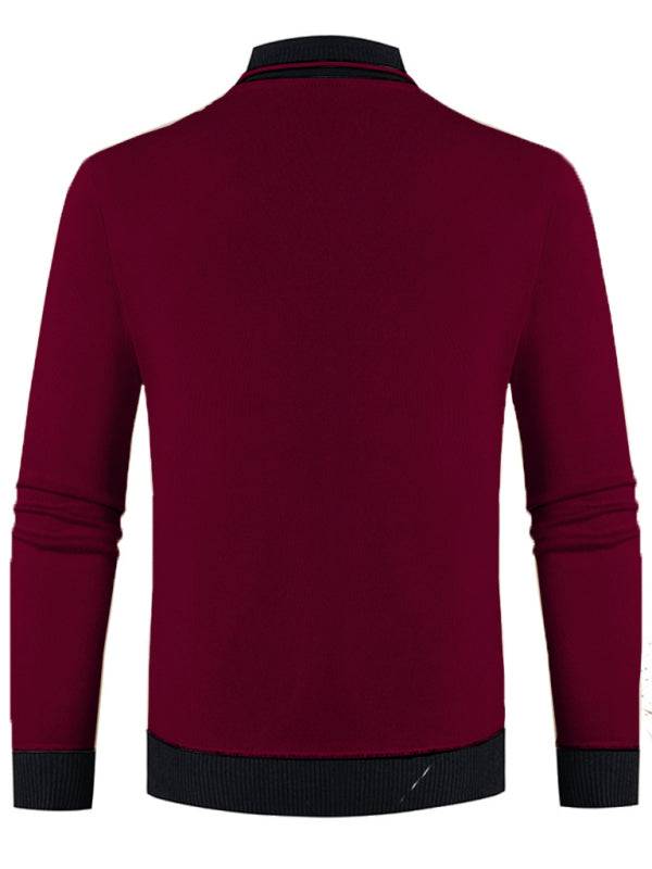 Sleek Velvet-Enhanced Men's Half Turtleneck Slim-Fit Sweater for Autumn-Winter