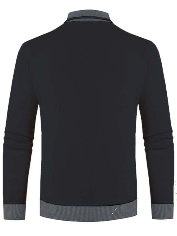 Sleek Velvet-Enhanced Men's Half Turtleneck Slim-Fit Sweater for Autumn-Winter