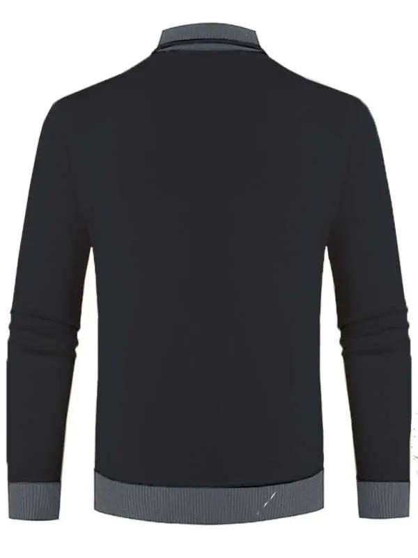 Sleek Velvet-Enhanced Men's Half Turtleneck Slim-Fit Sweater for Autumn-Winter - MENLL