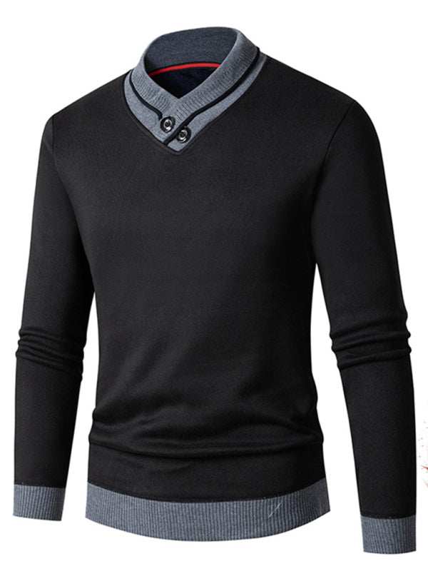 Sleek Velvet-Enhanced Men's Half Turtleneck Slim-Fit Sweater for Autumn-Winter