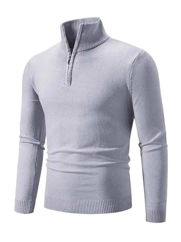 Versatile Men's Half-Zip Solid Color Sweater with Stand Collar - Effortless Style for Every Season - MENLL