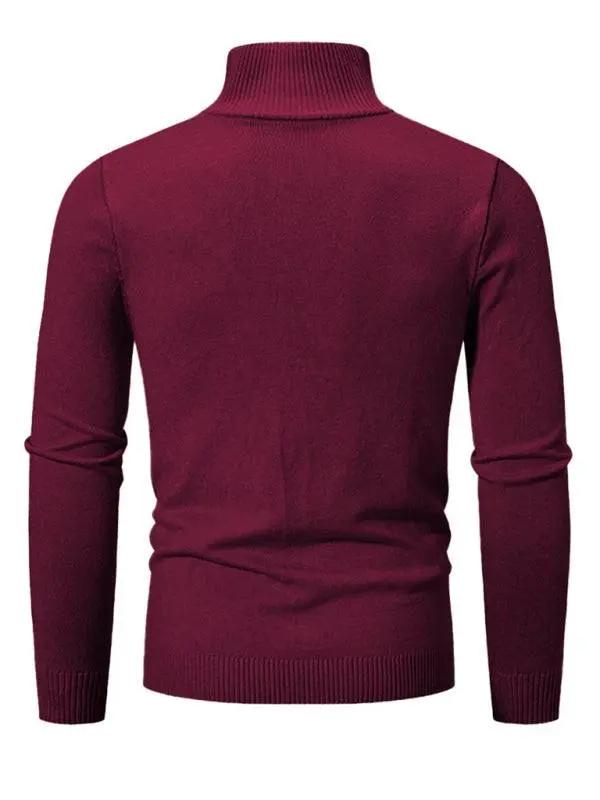 Versatile Men's Half-Zip Solid Color Sweater with Stand Collar - Effortless Style for Every Season - MENLL
