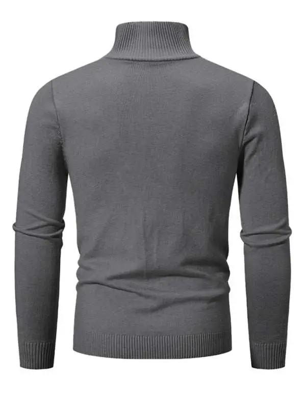 Versatile Men's Half-Zip Solid Color Sweater with Stand Collar - Effortless Style for Every Season - MENLL