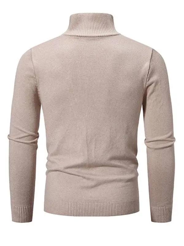 Versatile Men's Half-Zip Solid Color Sweater with Stand Collar - Effortless Style for Every Season - MENLL