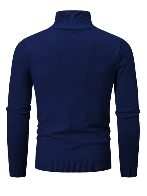 Versatile Men's Half-Zip Solid Color Sweater with Stand Collar - Effortless Style for Every Season - MENLL