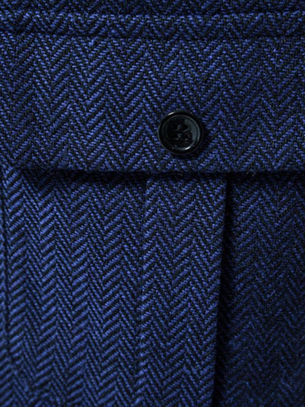 Retro Elegance: Men's Herringbone Tweed Suit Vest with Stylish Lapels - MENLL