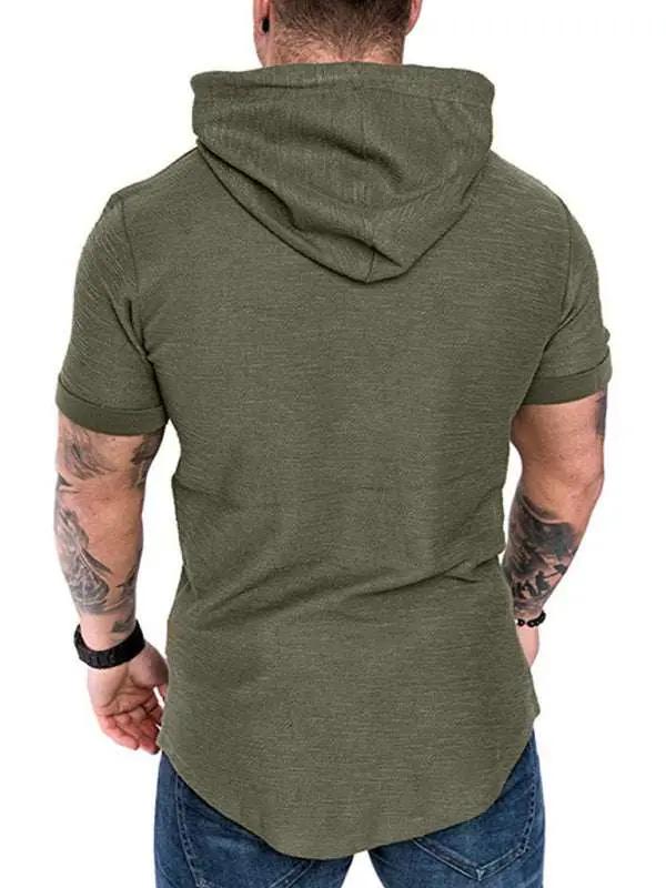 Men's Casual Hooded Short-Sleeve Sports T-Shirt - Lightweight & Comfortable Activewear - MENLL