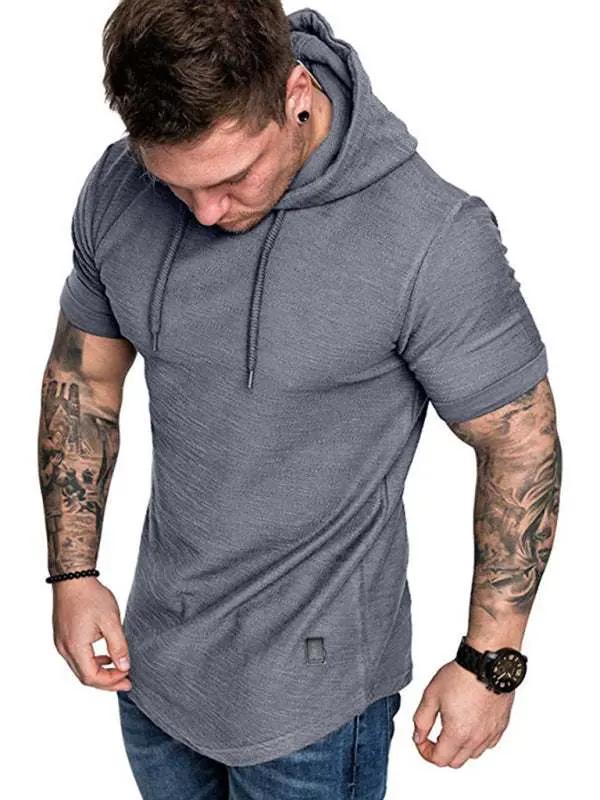 Men's Casual Hooded Short-Sleeve Sports T-Shirt - Lightweight & Comfortable Activewear - MENLL