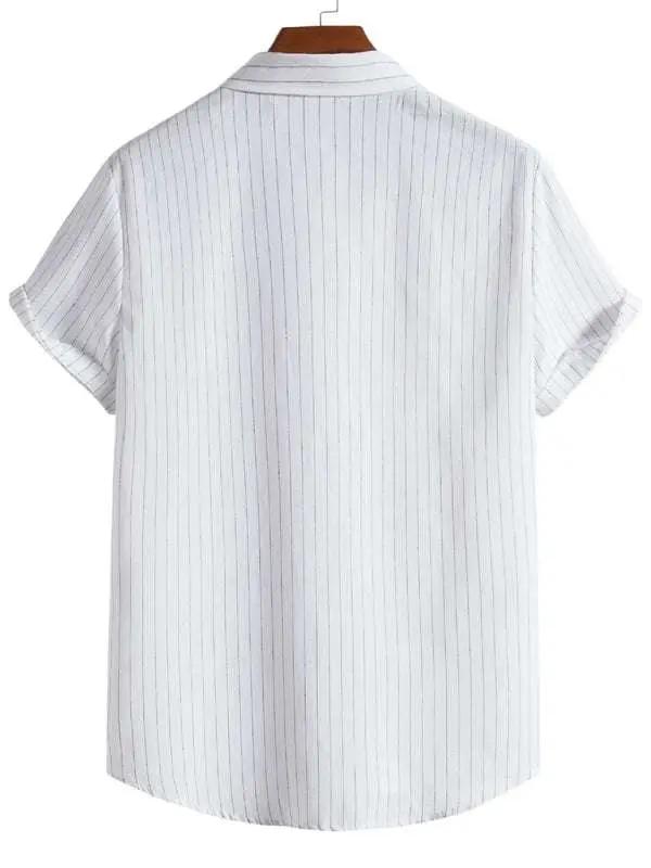 Trendy Striped Short Sleeve Shirt for Men – Casual Comfort Meets Style! - MENLL